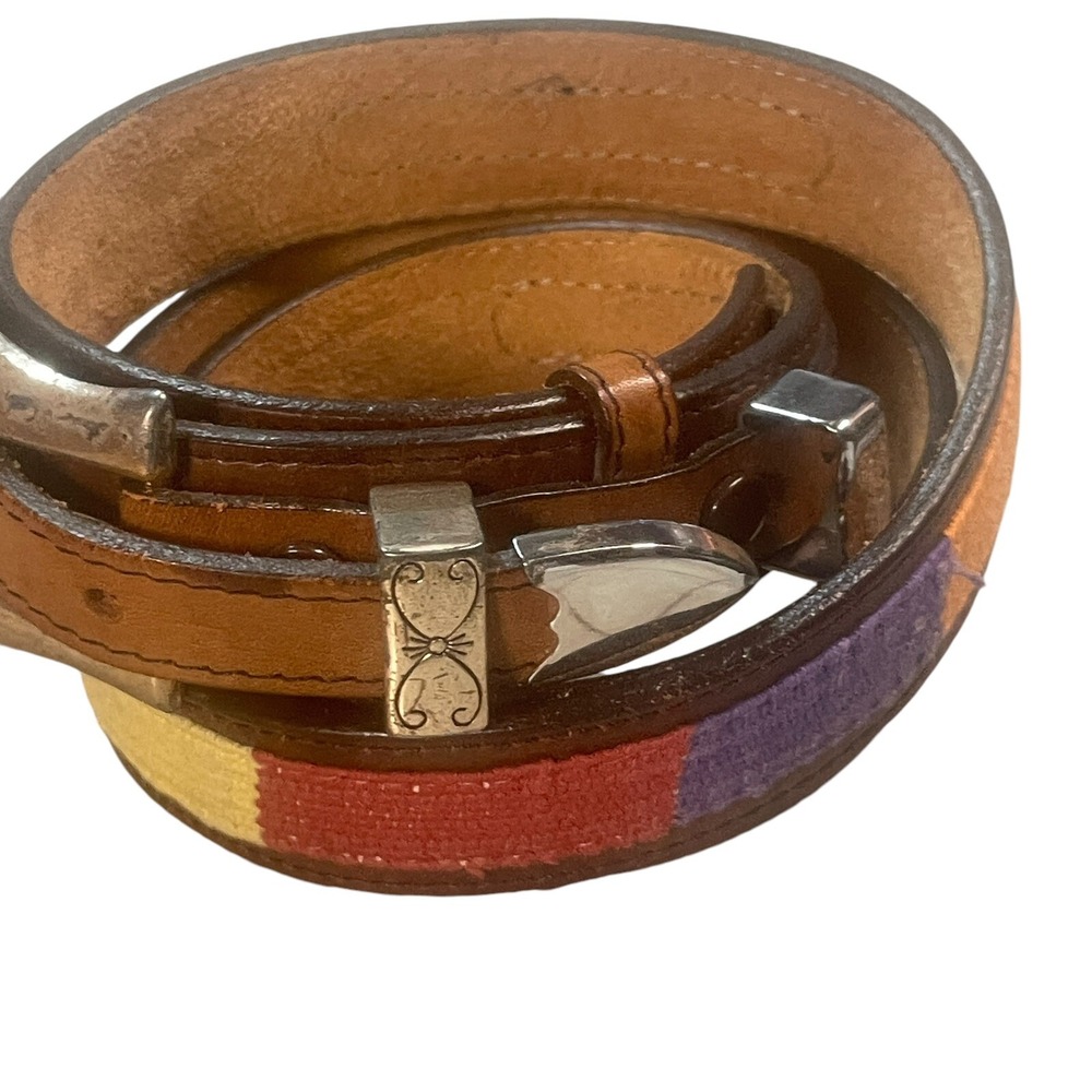 Cockney Rebel Womens Belt Leather‎ Multi-Color Size 36 Silver Buckle